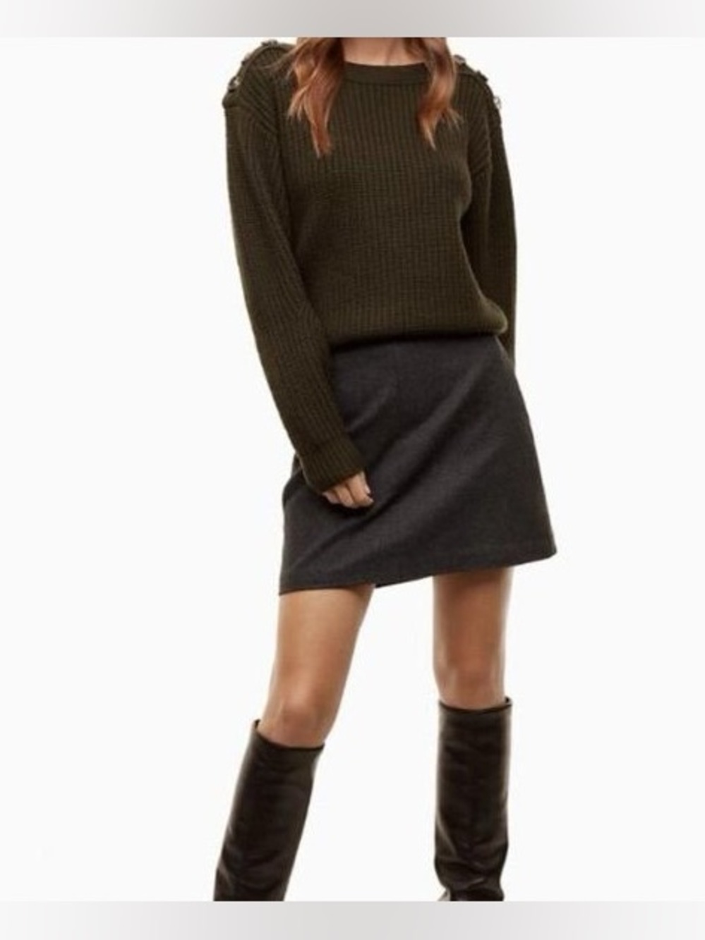 Aritzia Wilfred Essonne Wool Cashmere blend Mini Skirt lined Size 10